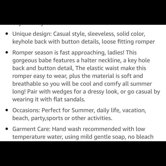 Merokeety Romper womens Size small sleeveless casual pink Halter summer Vacation - Picture 7 of 11